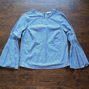 Beachlunchlounge Blue Striped Women's Top Size Small